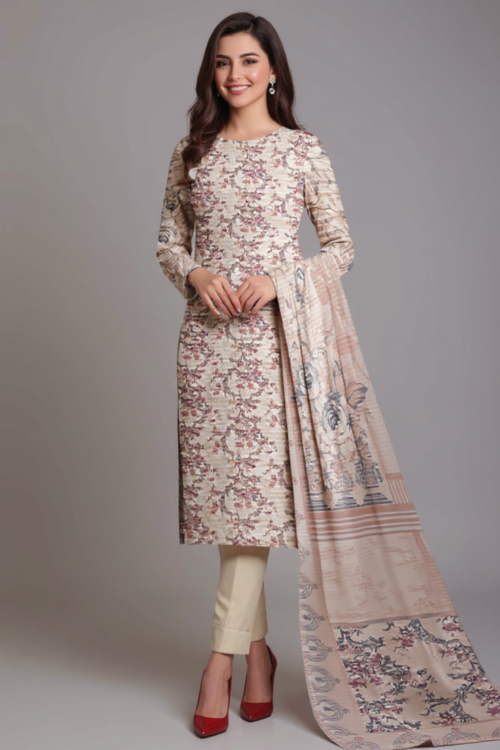 3 Piece Printed Dhanak Unstitched winter suit by Gul-e-Libas