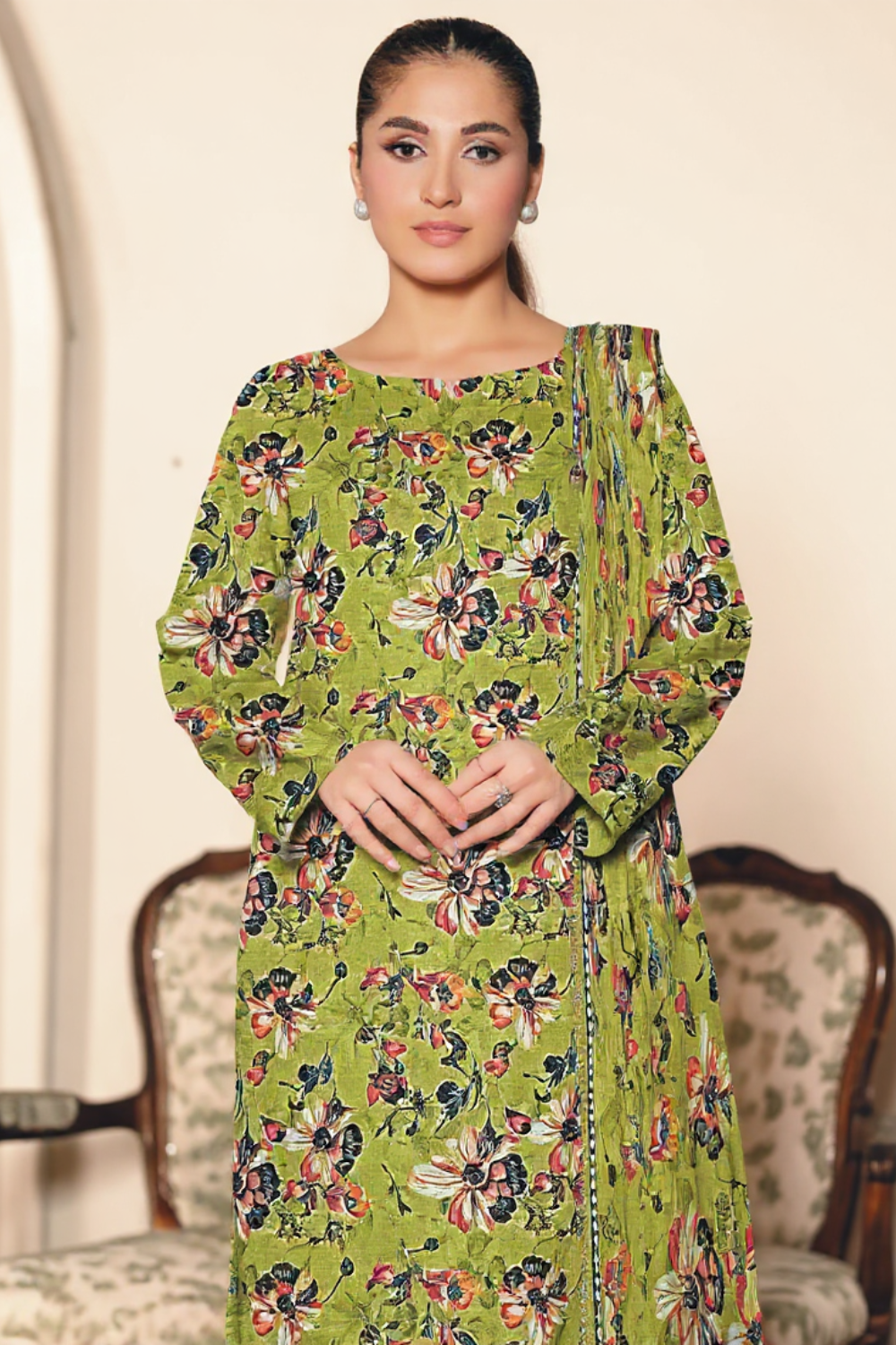 Unstitched 3 Piece Khaddar – Luxury Digital Print Suit | KHD-07