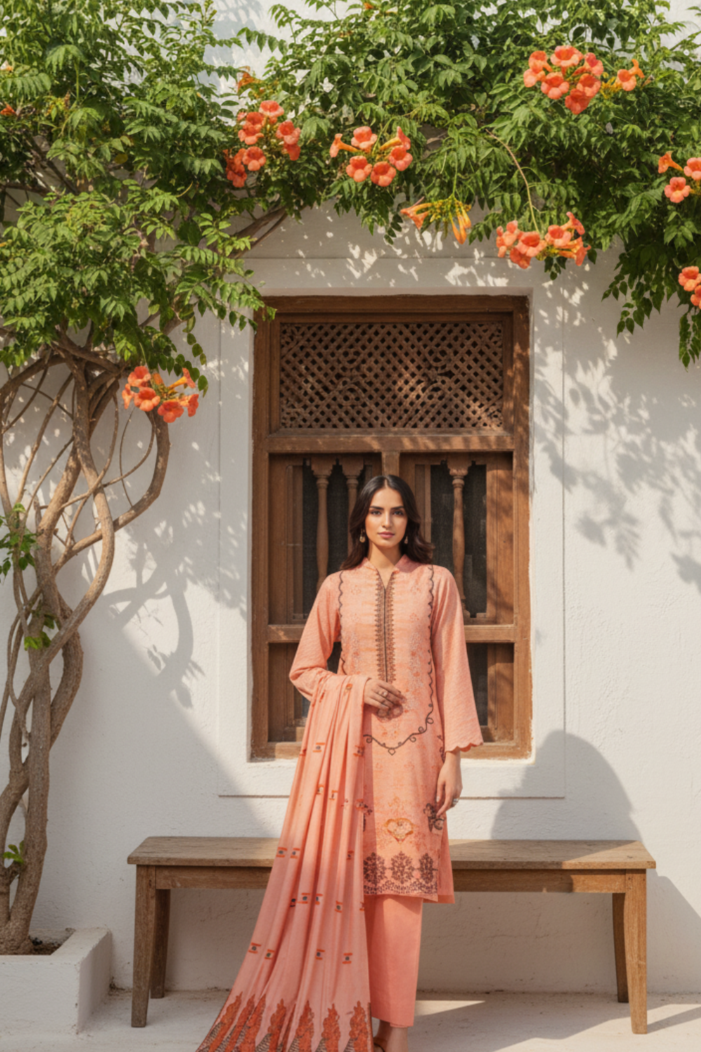 Chamki Dhanak Embroidered Suit – Shimmering Elegance, Not Overpowering| D-30